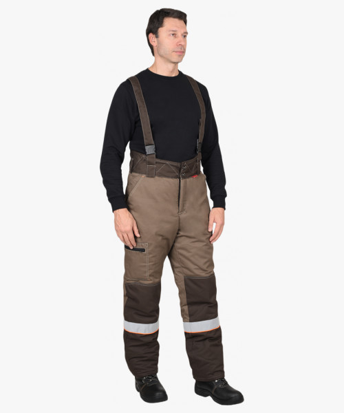 Костюм СИРИУС-РОДОС-РОСС зимний, куртка, брюки, светло-коричневый с тёмно-коричневым и СОП