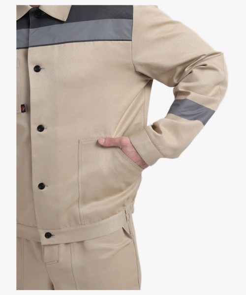 Костюм Лигор-1 СОП (тк.Смесовая,210) брюки, бежевый/т.серый