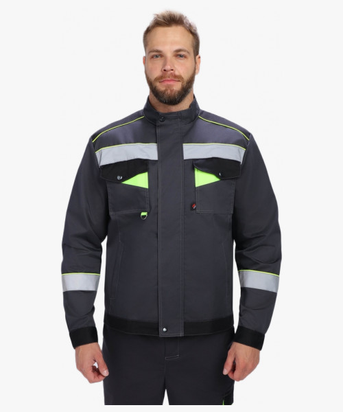 Костюм Ховард-1 (тк.Смесовая,240) брюки, т.серый/черный/лимонный