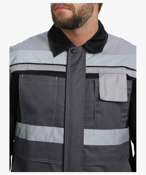 Костюм Виват-1 Премиум CH МВО (тк.Смесовая,240) брюки, т.серый/черный/св.серый