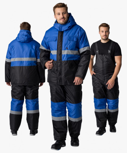 Костюм зимний Мегрес-2 СОП (тк.OxLine,90) п/к, васильковый/черный