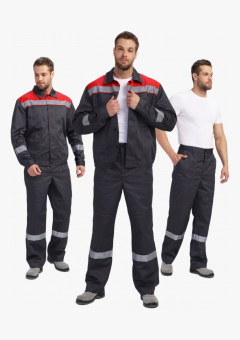 Костюм Лигор-1 Премиум СОП К. (тк.Смесовая,240) брюки, т.серый/красный