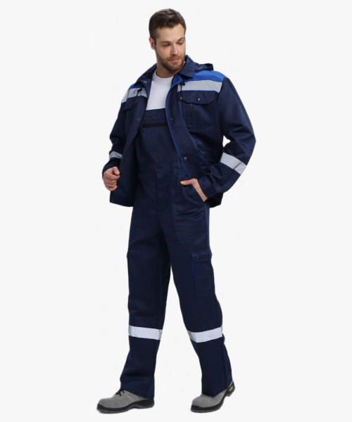 Костюм Нейч-2 СОП с капюшоном К. (тк.Смесовая,210) п/к, т.синий/васильковый