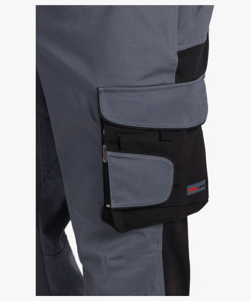 Костюм мужской летний ProfLineLeader-2 (тк.Хлопок/Спандекс,260) полукомбинезон, серый/черный