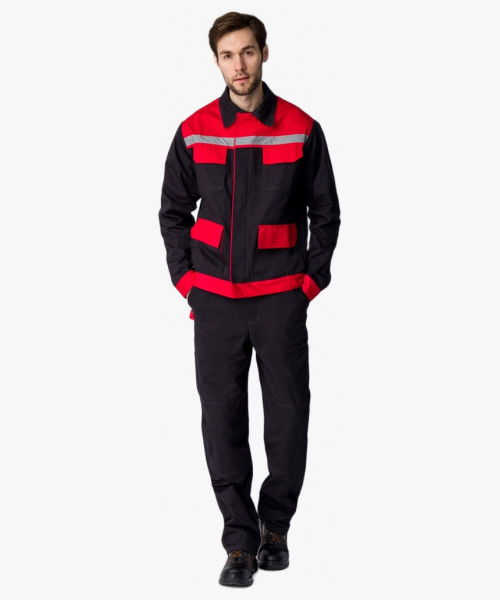 Костюм Престиж (тк.Саржа,250) п/к, т.серый/красный