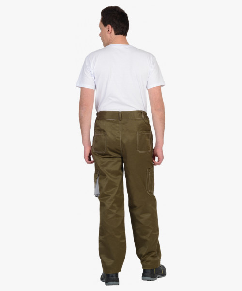 Брюки СИРИУС-CROWN хаки со св.серым