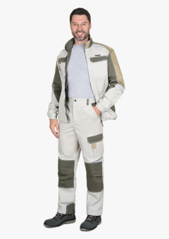 Костюм СИРИУС-КАСПИЙ куртка, брюки, молочный с оливой, песочным и СОП