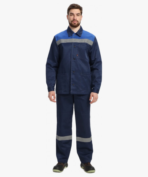 Костюм Стандарт СОП усиленный (тк.Смесовая,210) брюки, т.синий/васильковый