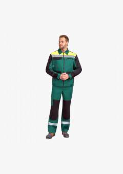 Костюм ProfLineBase-1 (тк.Твил,210) брюки, зеленый/черный/желтый