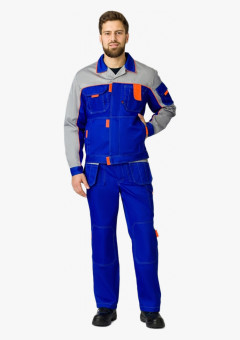 Костюм Союз-Профессионал-2 (тк.Балтекс,240) п/к, васильковый/св.серый/оранжевый
