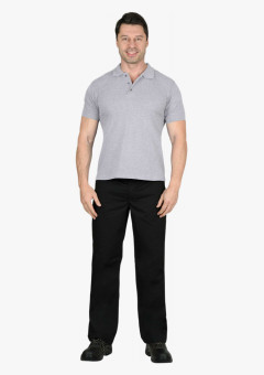 Рубашка-поло меланж серый короткие рукава с манжетом, пл.180 г/м2 (ЧЗ)