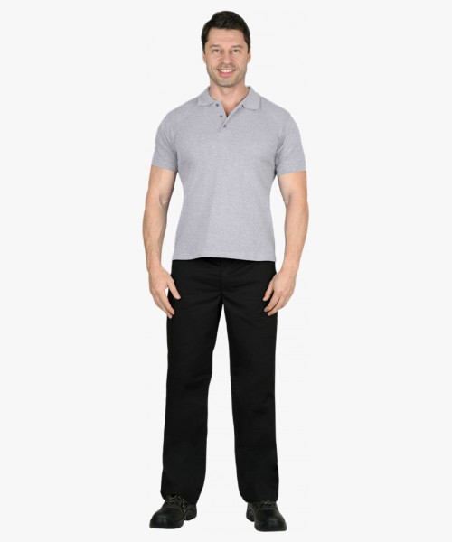 Рубашка-поло меланж серый короткие рукава с манжетом, пл.180 г/м2 (ЧЗ)