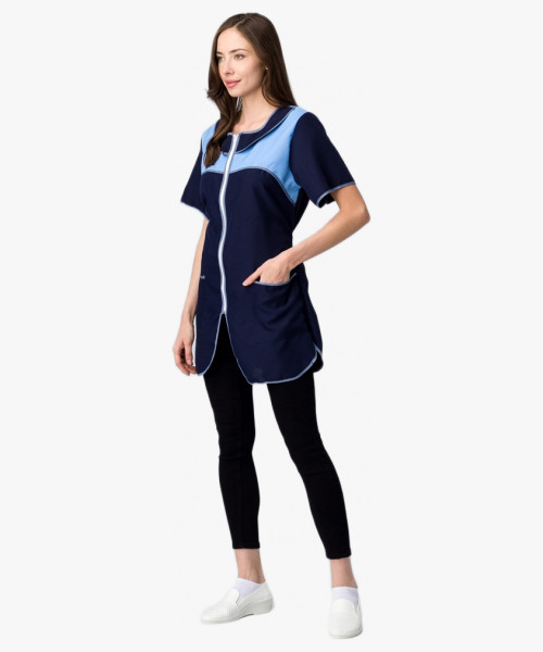 Халат женский Мимоза (тк.Габардин), т.синий/голубой