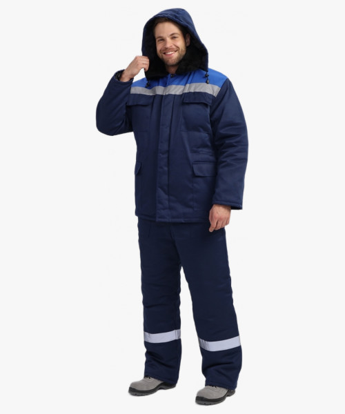 Куртка зимняя Стандарт (тк.Смесовая,210), т.синий/васильковый