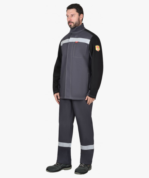 Костюм сварщика СИРИУС-ГЕРКУЛЕС летний, куртка, п/к т.серый с черным, СОП 50мм