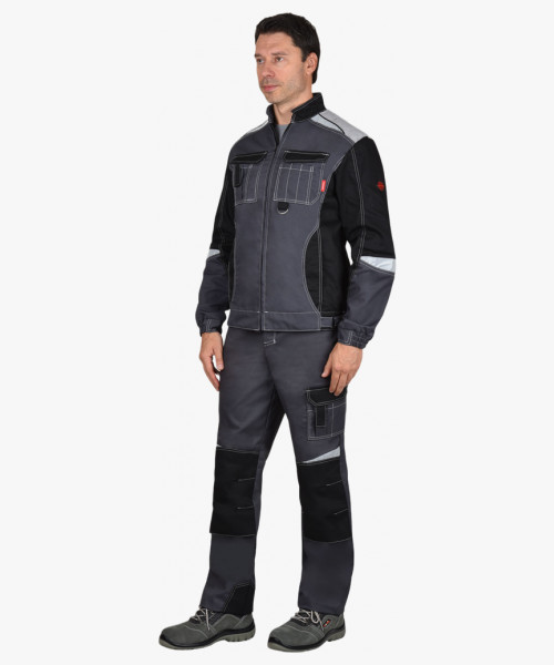 Куртка СИРИУС-ФАВОРИТ-МЕГА темно-серая с черным