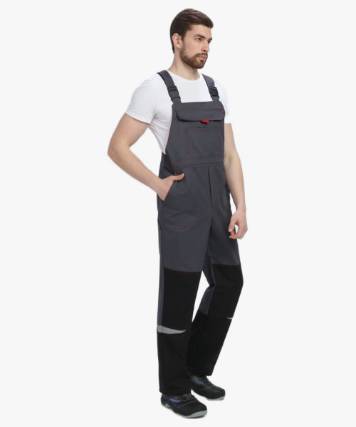 Костюм Строй-2 CH МВО (тк.Смесовая,280) п/к, т.серый/красный/черный