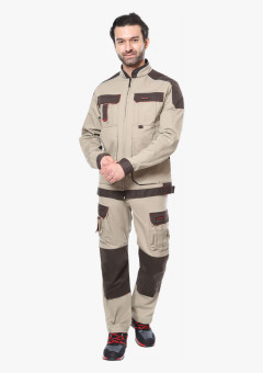 Куртка СИРИУС-ДЖЕТ БРАУН короткая песочная с т.коричневым тк. мех. стрейч с ВО