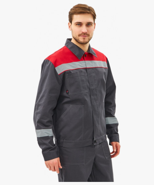 Костюм Липецк-1 СОП CH (тк.Смесовая,280) брюки, т.серый/красный