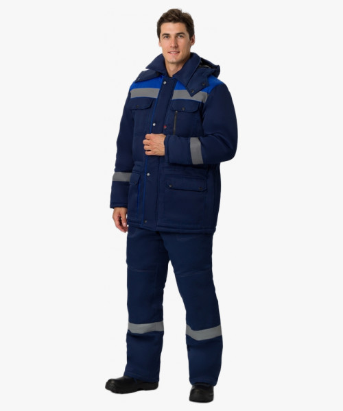 Костюм зимний Титан (тк.Смесовая,210) п/к, т.синий/васильковый