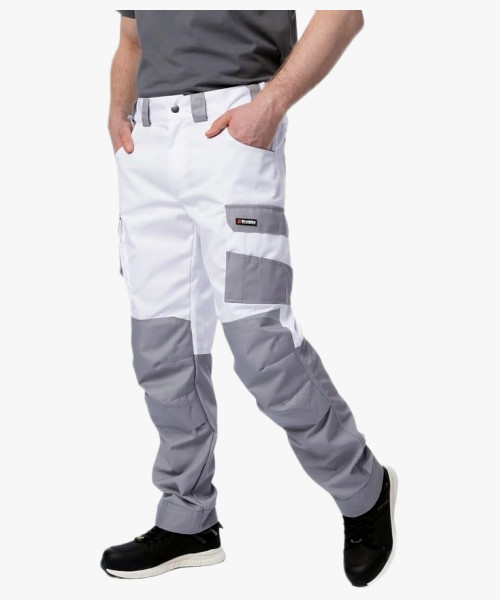 Брюки летние мужские Brodeks KS302, цвет белый, серый