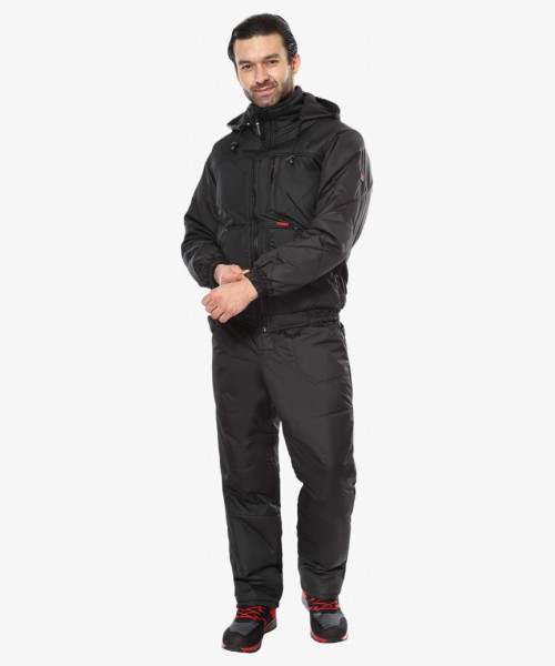 Куртка СИРИУС-ПРАГА-ЛЮКС короткая с капюшоном, черная