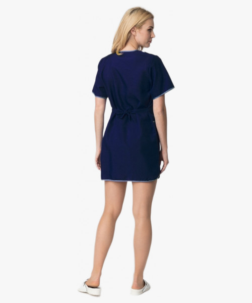 Халат женский Сакура (тк.Габардин), т.синий