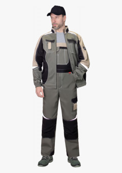 Костюм СИРИУС-КАСПИЙ куртка, полукомбинезон, оливковый с черным и песочным, СОП