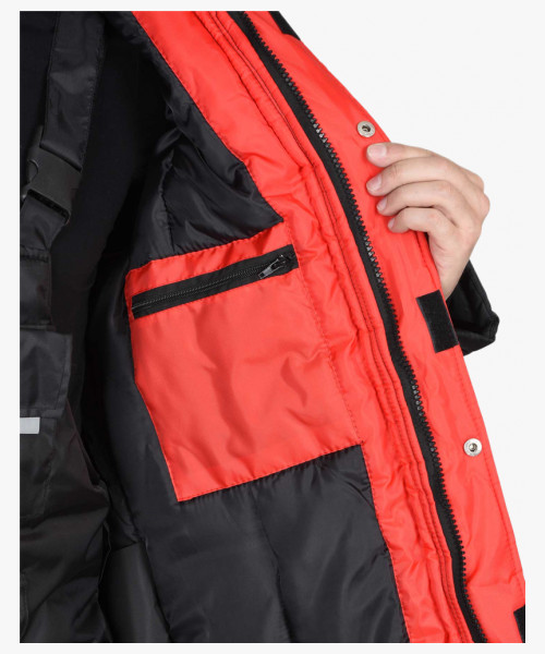 Костюм СИРИУС-НОРД ДВ куртка, п/к, черный с красным и СОП