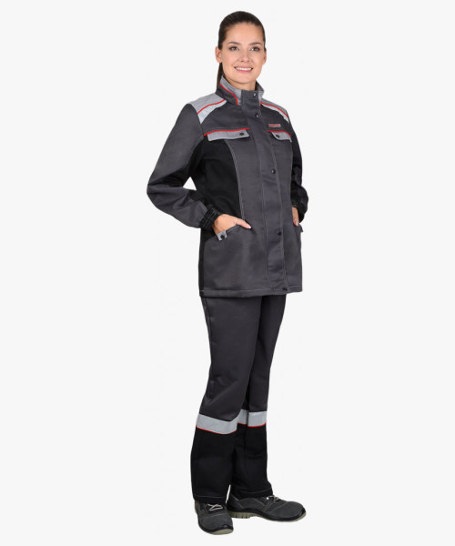 Костюм СИРИУС-ВОЛОГДА куртка, брюки т-серый со св-серым и черным