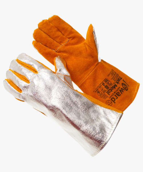 Track Metal Краги из спилка оранжевого цвета с металлизированным полотном