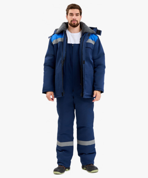 Костюм зимний Труженик-Ультра-2 СОП (тк.Смесовая,210) п/к, т.синий/васильковый