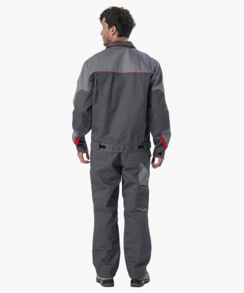 Костюм Союз-Профессионал-1 (тк.Балтекс,240) брюки, т.серый/св.серый/красный