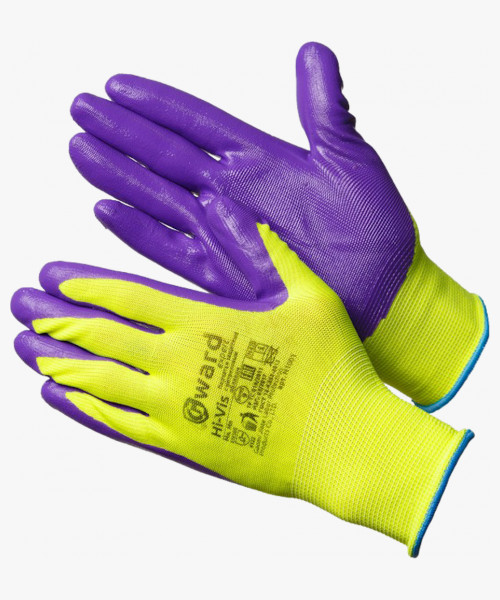 Hi-Vis Перчатки нейлоновые с нитриловым покрытием