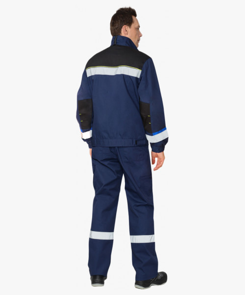 Костюм СИРИУС-БОСТОН куртка, п/к, темно-синий с васильковой и чер. отд.