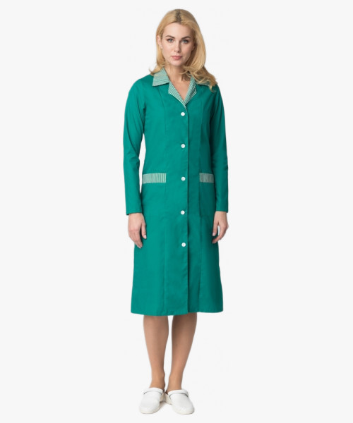 Халат женский Надежда (тк.ТиСи), зеленый/полоска