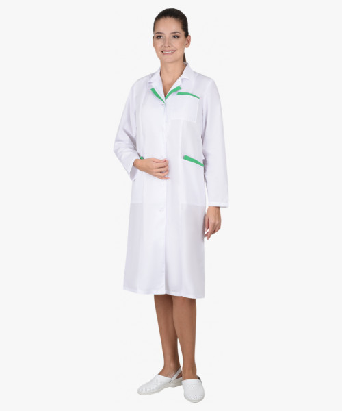 Халат СИРИУС-ЛИЗА женский белый с салатовым