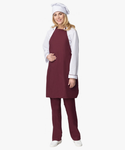 Костюм женский повара Гурман (тк.ТиСи), белый/бордовый