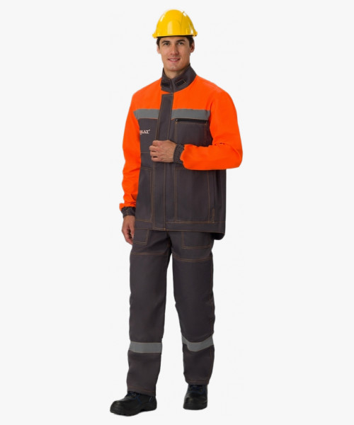 Костюм лесоруба Волат-Урбан-2 СОП (тк.Смесовая,215) брюки, серый/оранжевый