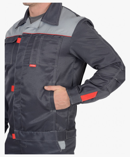 Костюм мужской СИРИУС-ФАВОРИТ куртка, п/к, т.серый со св.серым