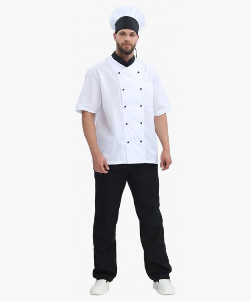 Костюм повара с коротким рукавом Шоколад (тк.ТиСи), черный/белый