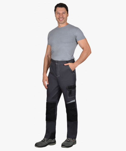 Костюм СИРИУС-ФАВОРИТ-МЕГА мужской летний, куртка и брюки, серый с красным и черным, СОП