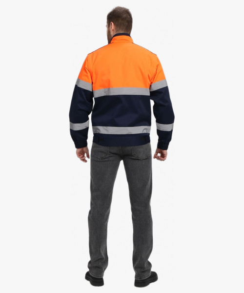Куртка-трансформер сигнальная ProfLineSpecialist (тк.Смесовая МВО,240), оранжевый/т.синий