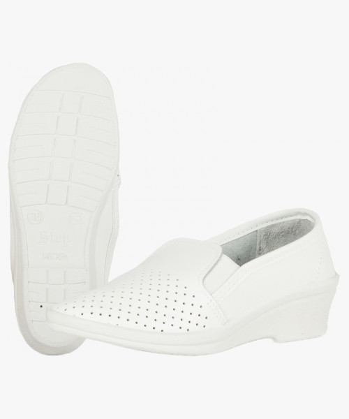 Туфли с перфорацией женские нат.кожа Аня ПВХ, белый