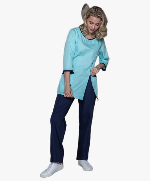 Костюм женский Вояж (тк.ТиСи), мятный/т.синий