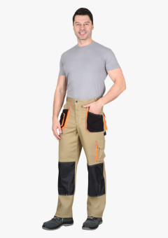 Брюки СИРИУС-МАНХЕТТЕН песочный с оранж. и черным тк. мех. стрейч пл. 250г/кв.м