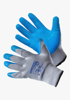 Перчатки АМПАРО™ София Фрост двойные (полиэфир+рельефный латекс), серый/синий, 428480