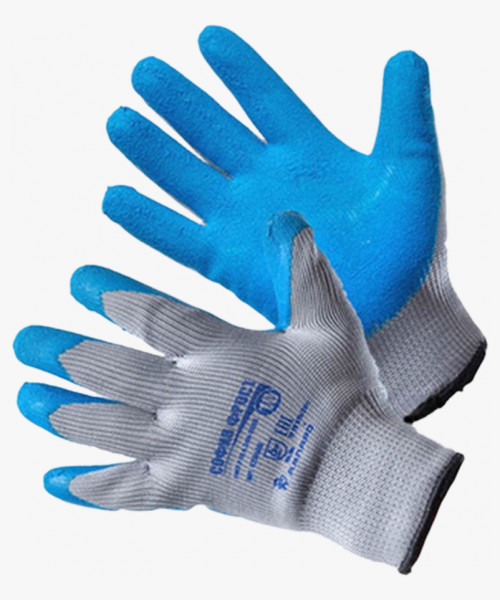 Перчатки АМПАРО™ София Фрост двойные (полиэфир+рельефный латекс), серый/синий, 428480