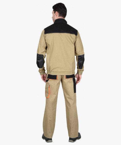 Костюм СИРИУС-МАНХЕТТЕН куртка, брюки песочный с оранж. и черным тк. мех. стрейч пл. 250г/кв.м