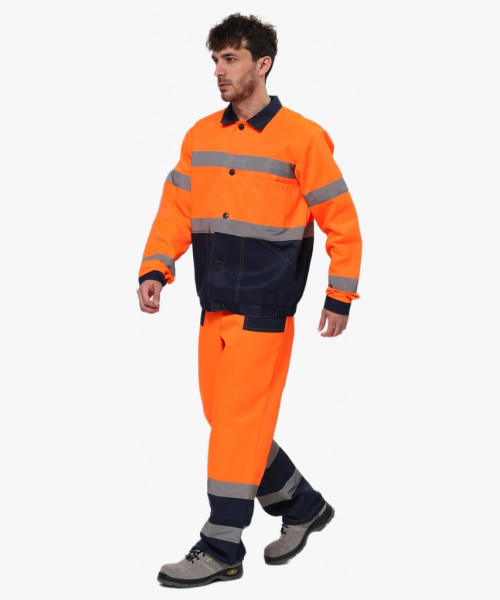 Костюм для дорожник Олимп (тк.Смесовая,210) п/к, оранжевый/т.синий